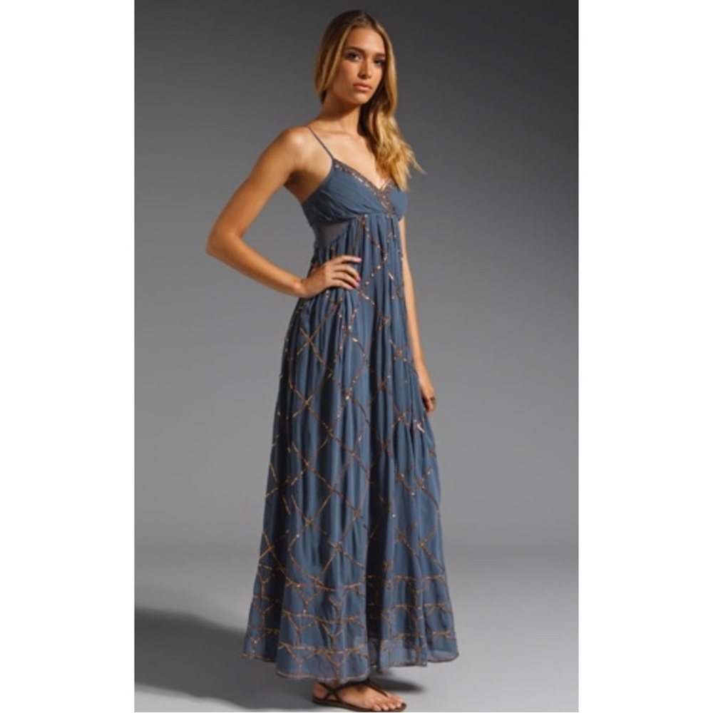 Free People Blue and Gold Maxi Dress